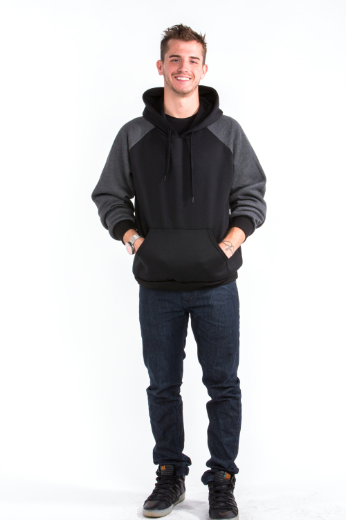 Two Tone Hoodie Front Charcoal Arm